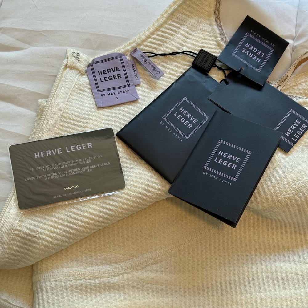 Herve Leger Cream and Purple Dress - Picture 7 of 16